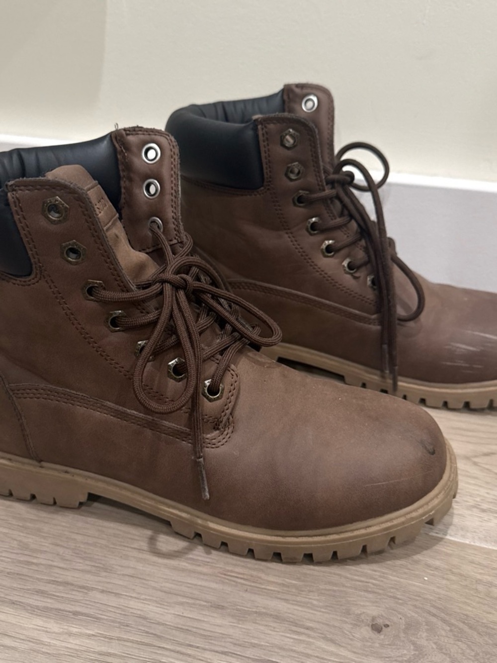 U.S. Polo Assn. Men's Brown Lace-Up Work Boots with Tan Sole